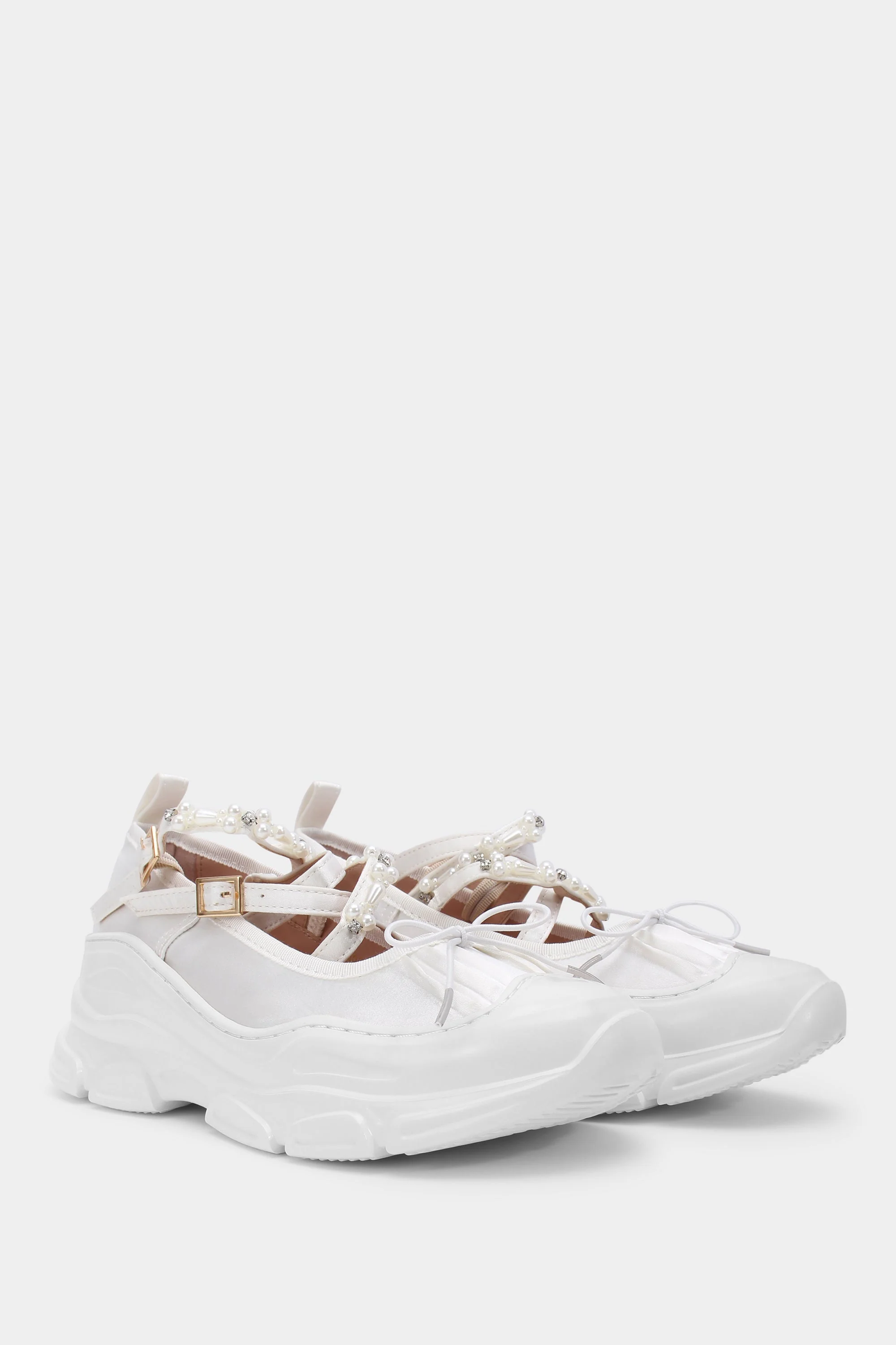 Ballet Sneakers - White with Pearls - Image 3
