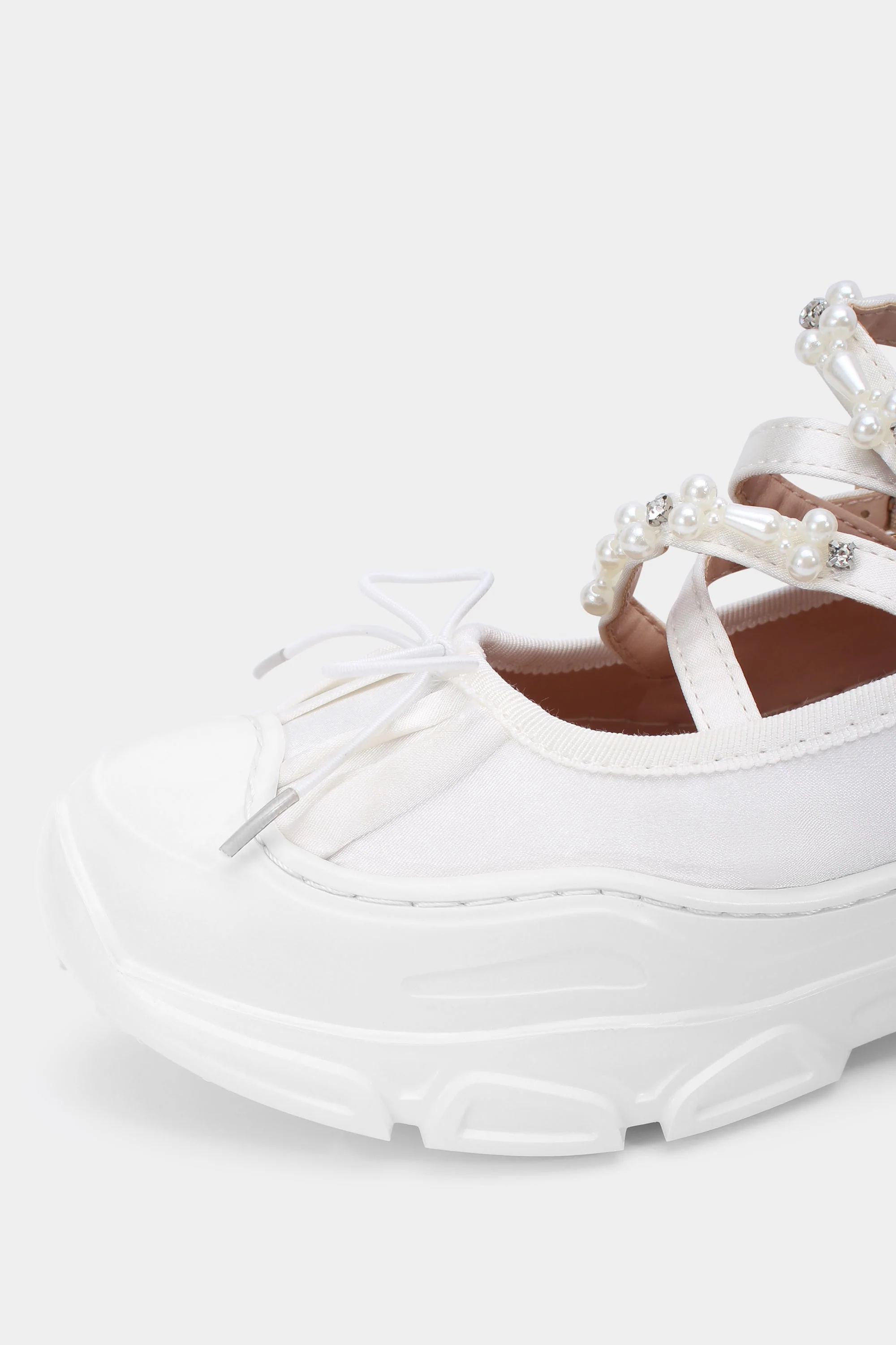 Ballet Sneakers - White with Pearls - Image 5